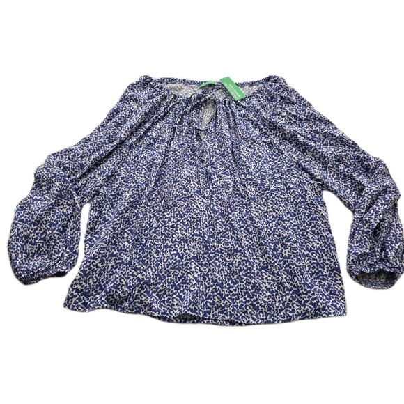 United colors of bennetton Peasant Women's Blouse Top Tie Neck Size Large NEW - Picture 3 of 14